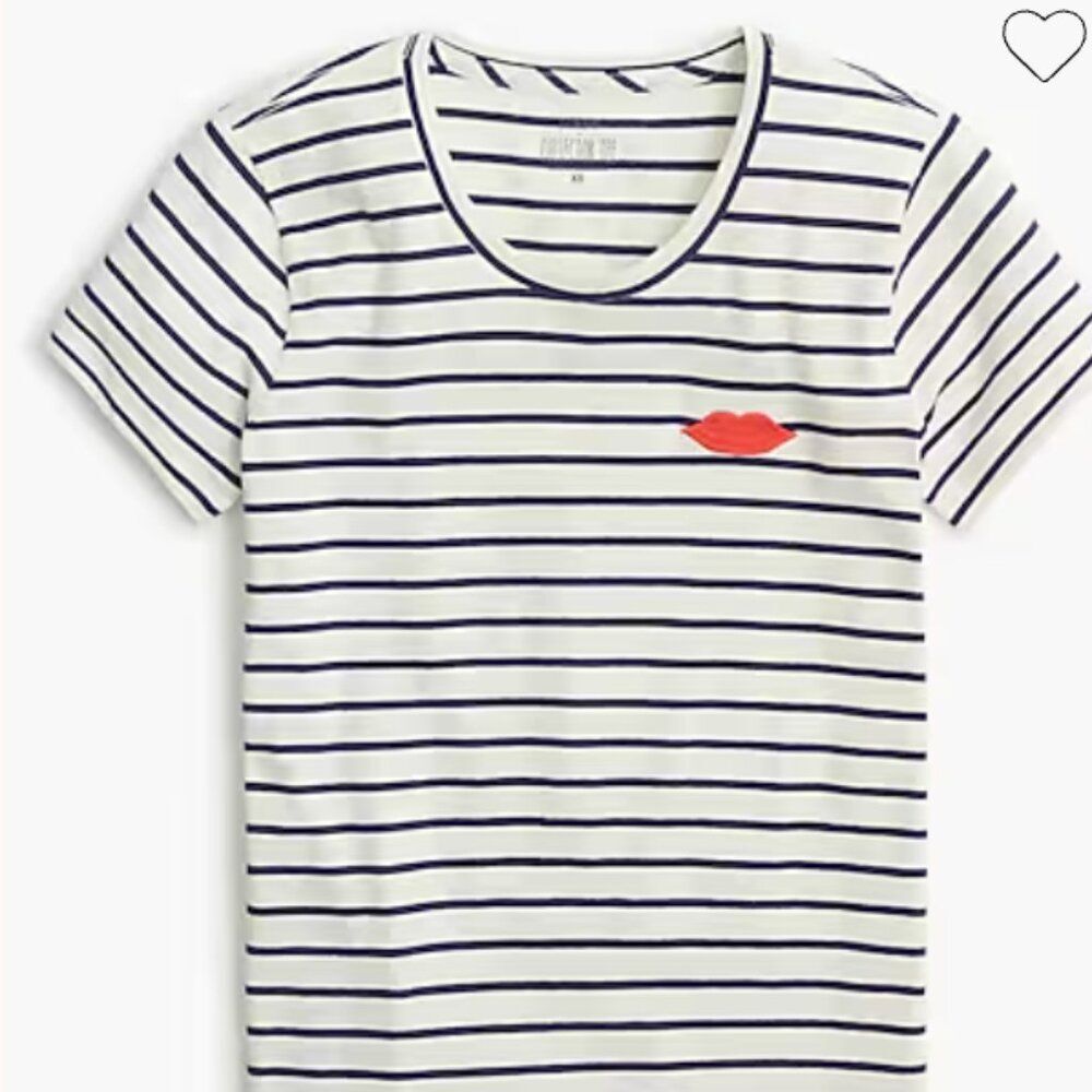 J. Crew Factory Lips striped graphic tee • size XL • CE598
